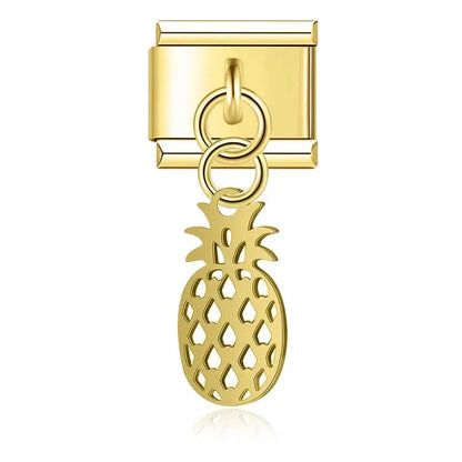 World Map Heart Tree & Pineapple Charms in Silver & Gold