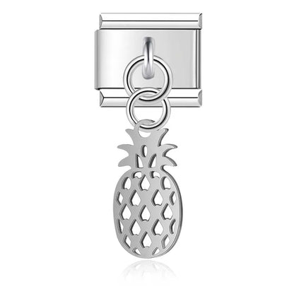 World Map Heart Tree & Pineapple Charms in Silver & Gold