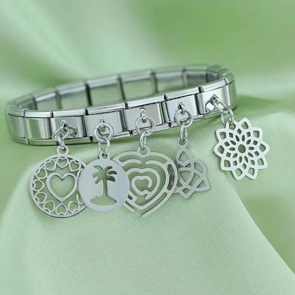 World Map Heart Tree & Pineapple Charms in Silver & Gold