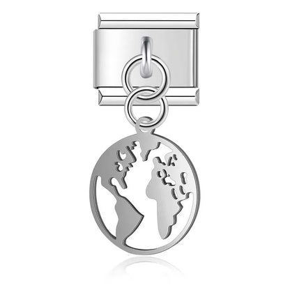 World Map Heart Tree & Pineapple Charms in Silver & Gold
