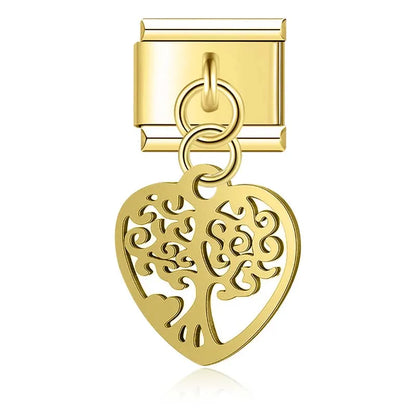 World Map Heart Tree & Pineapple Charms in Silver & Gold