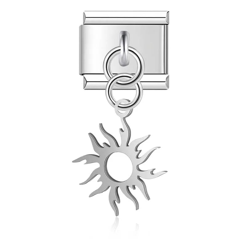 World Map Heart Tree Sun Pineapple charms silver&gold