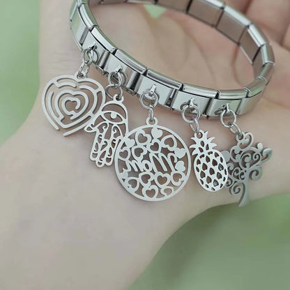 World Map Heart Tree & Pineapple Charms in Silver & Gold