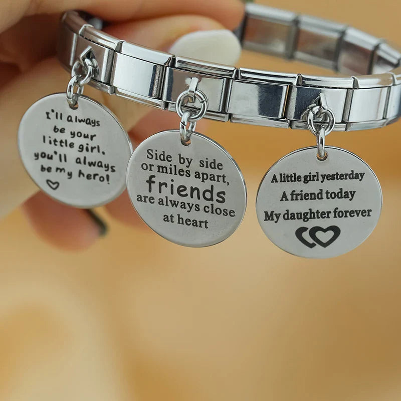 Round I Love You To The Moon&Back Charm Italian Links DJ395