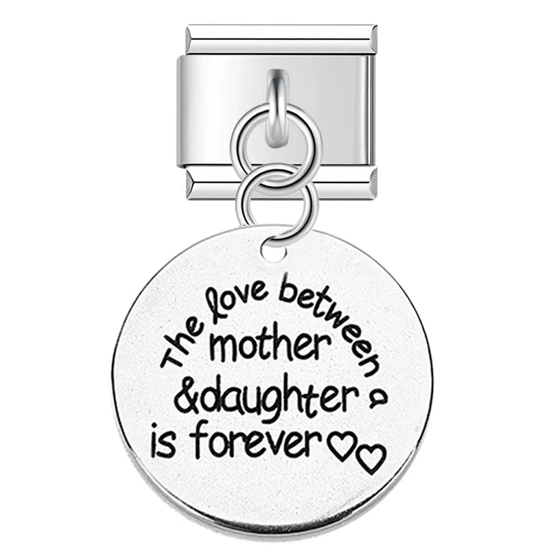 Round I Love You To The Moon&Back Charm Italian Links DJ395