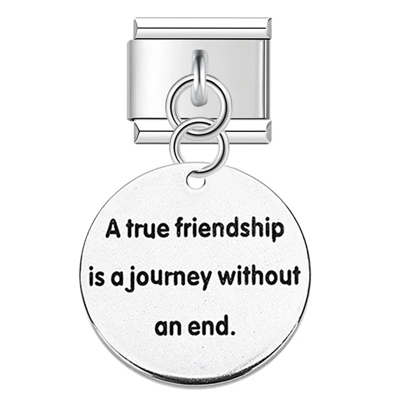 Round I Love You To The Moon&Back Charm Italian Links DJ395