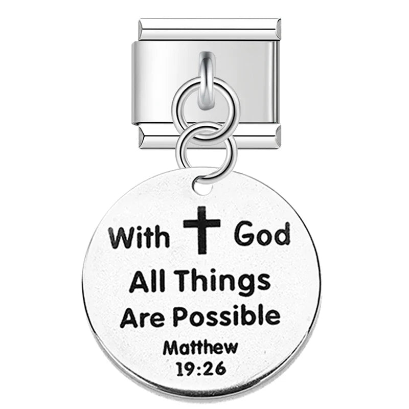 Round I Love You To The Moon&Back Charm Italian Links DJ395