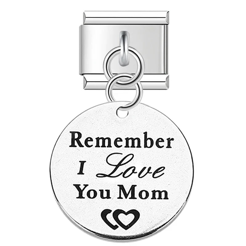 Round I Love You To The Moon&Back Charm Italian Links DJ395