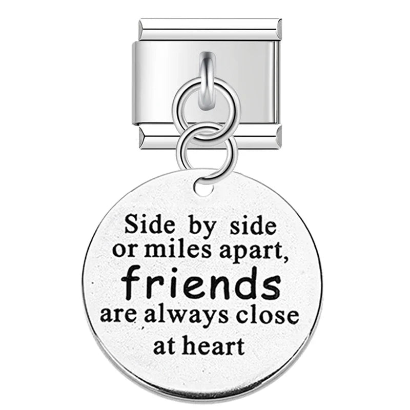 Round I Love You To The Moon&Back Charm Italian Links DJ395