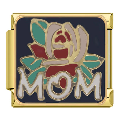 Special Gold Italian Charms — Rose Gold Flower, Mom Script, Guitar & Phone Designs