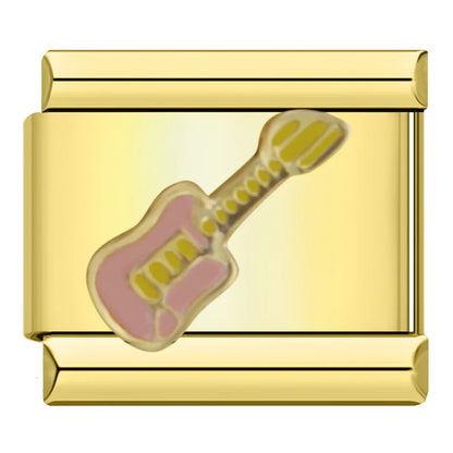 Special Gold Italian Charms — Rose Gold Flower, Mom Script, Guitar & Phone Designs