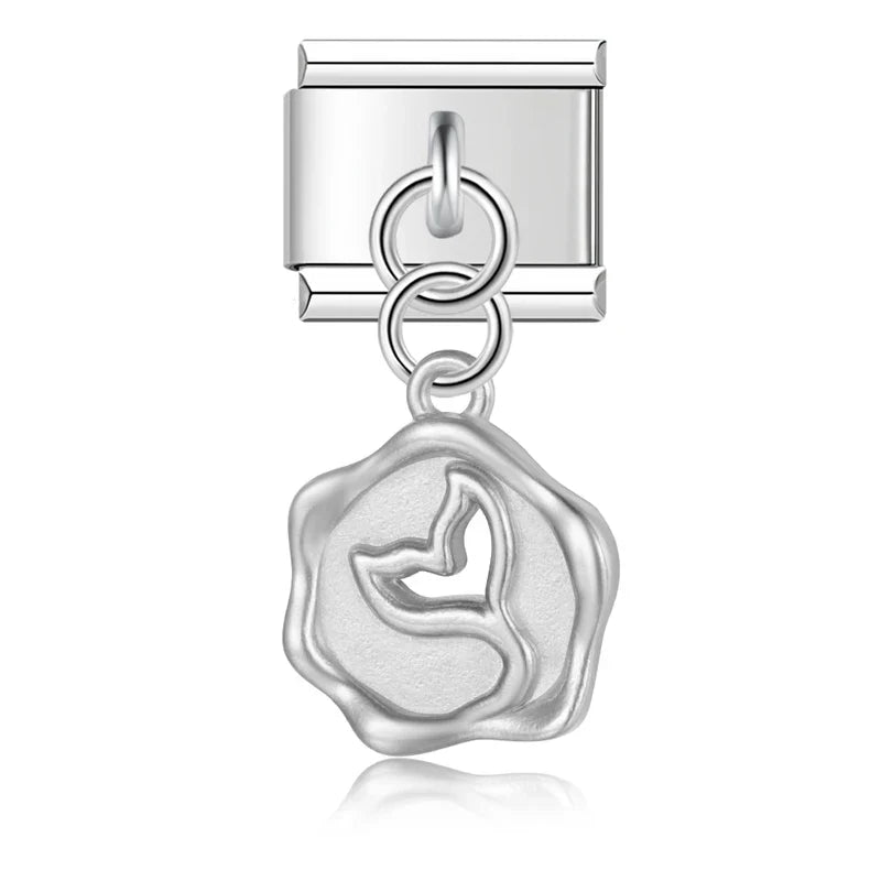 The Sculpted Portrait Medal Dangle Charm in Silver
