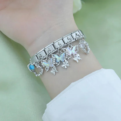 The Heart & Butterfly Silver Dangle Charm
