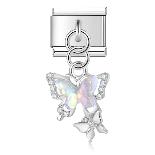 Heart Butterfly silver charms