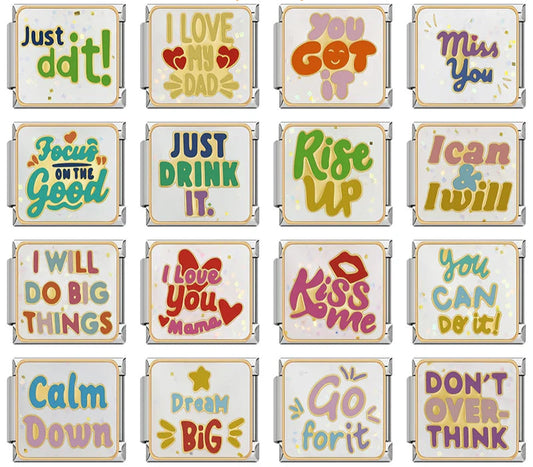 Kiss Me Miss You Letter Charms Italian Links DJ1290