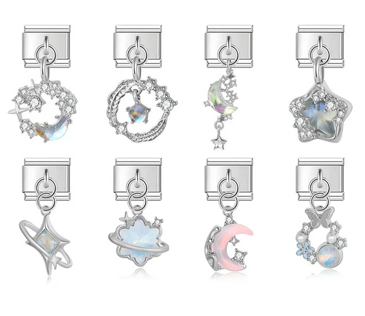 Moon Star Heart Shiny CZ Charms Italian Link DJ1215