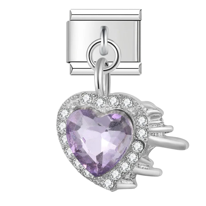 Moon Star Heart Shiny CZ Charms Italian Link DJ1215