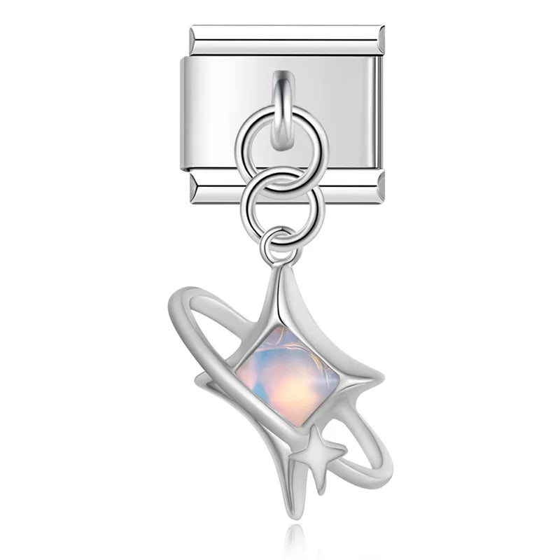 Moon Star Heart Shiny CZ Charms Italian Link DJ1215