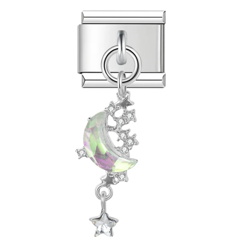 Moon Star Heart Shiny CZ Charms Italian Link DJ1215