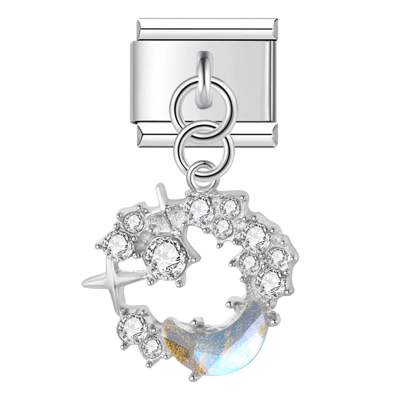 Moon Star Heart Shiny CZ Charms Italian Link DJ1215