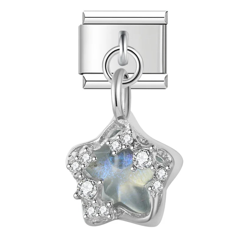 Moon Star Heart Shiny CZ Charms Italian Link DJ1215
