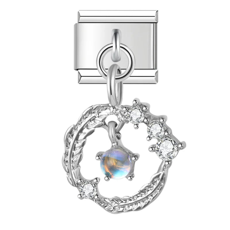 Moon Star Heart Shiny CZ Charms Italian Link DJ1215
