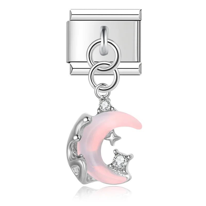 Moon Star Heart Shiny CZ Charms Italian Link DJ1215