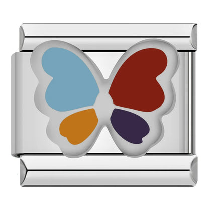 Butterfly Italian Charms — Colourful Enamel, Glitter & Gold Bracelet Links