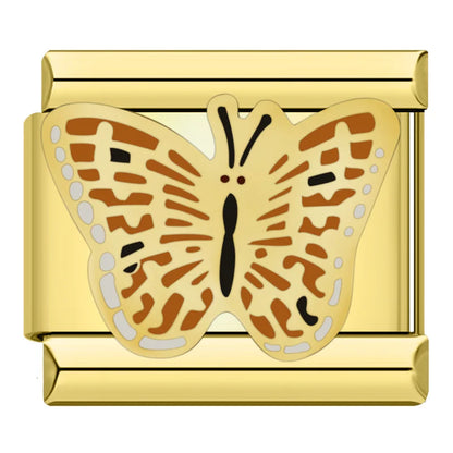 Butterfly Italian Charms — Colourful Enamel, Glitter & Gold Bracelet Links