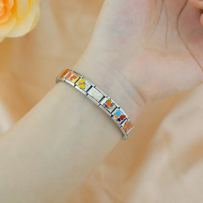 Butterfly Italian Charms — Colourful Enamel, Glitter & Gold Bracelet Links