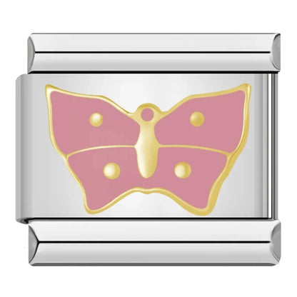 Butterfly Italian Charms — Colourful Enamel, Glitter & Gold Bracelet Links