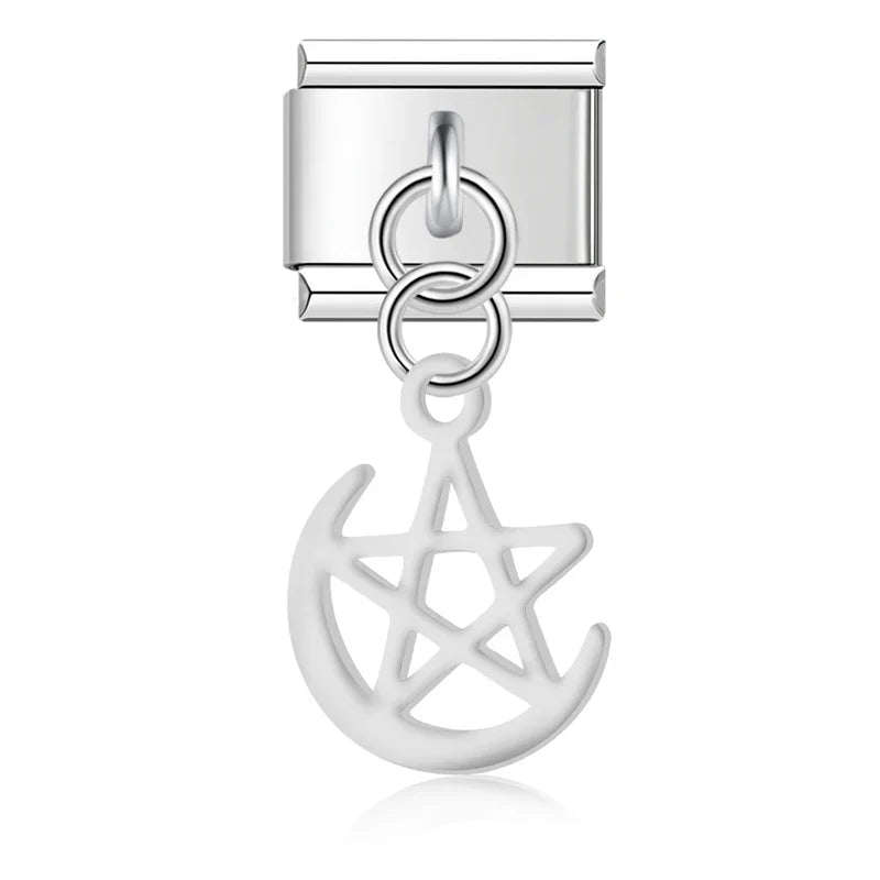 Stars and Moon pendant charms silver gold