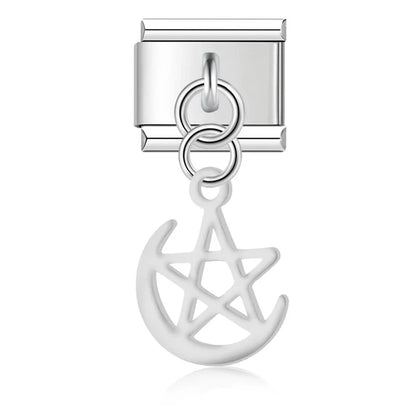 The Stars & Moon Pendant Dangle Charm in Silver & Gold