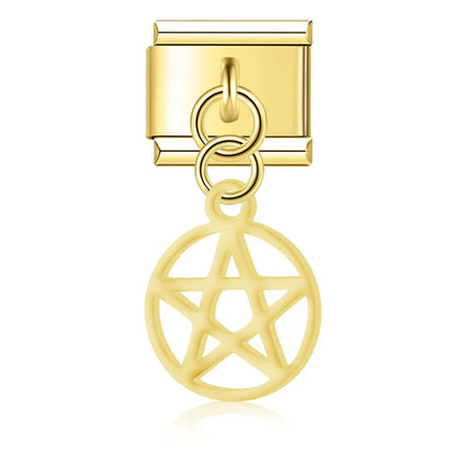 The Stars & Moon Pendant Dangle Charm in Silver & Gold