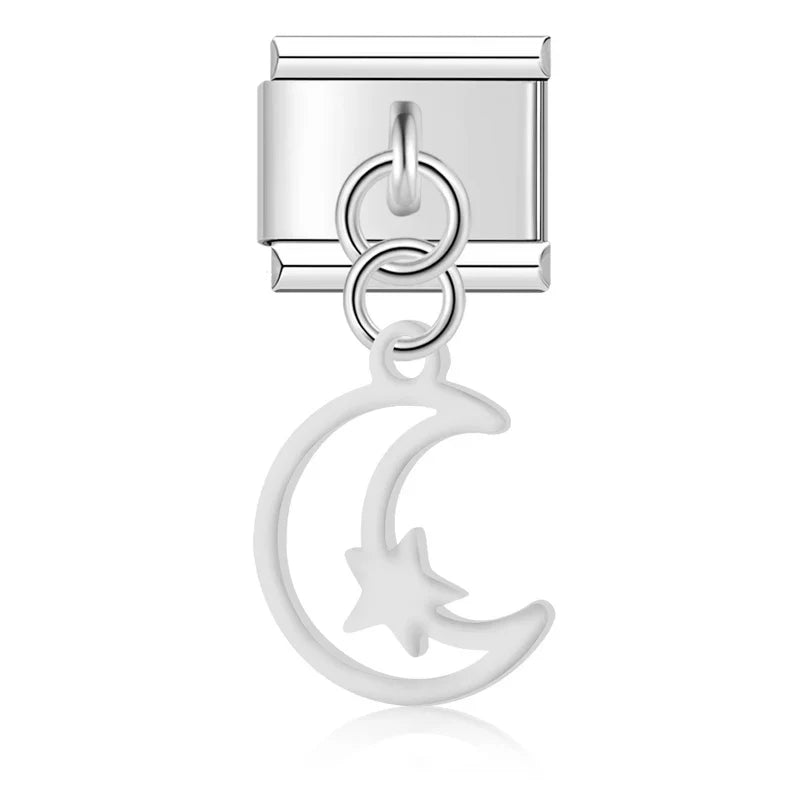 Stars and Moon pendant charms silver gold