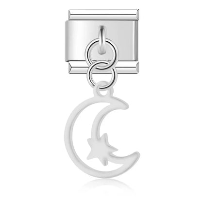 The Stars & Moon Pendant Dangle Charm in Silver & Gold
