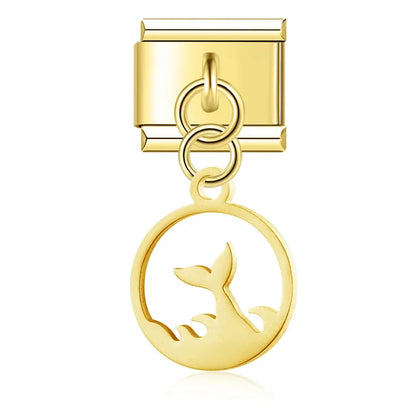 The Stars & Moon Pendant Dangle Charm in Silver & Gold