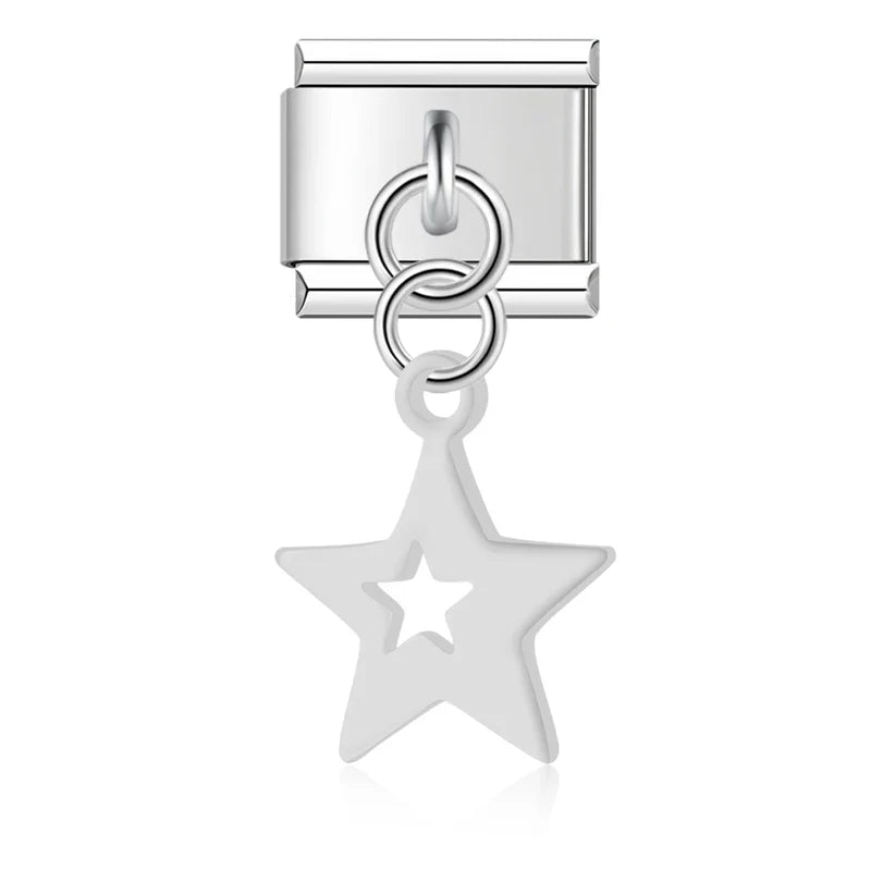 Stars and Moon pendant charms silver gold