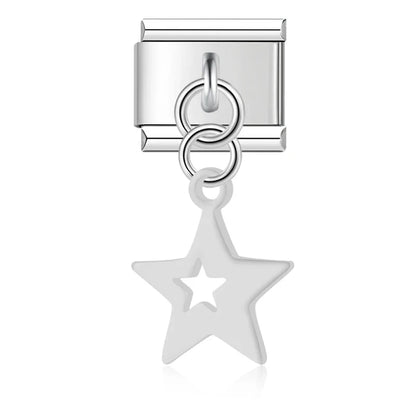 The Stars & Moon Pendant Dangle Charm in Silver & Gold