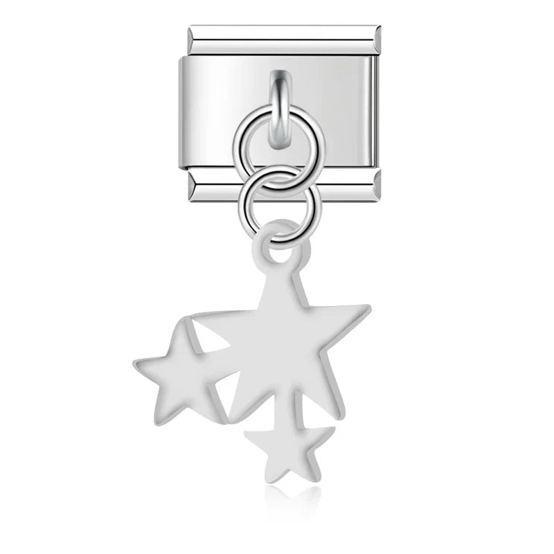 Stars and Moon pendant charms silver gold