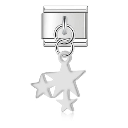 The Stars & Moon Pendant Dangle Charm in Silver & Gold