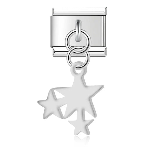 Stars and Moon pendant charms silver gold