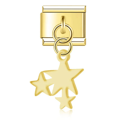 The Stars & Moon Pendant Dangle Charm in Silver & Gold