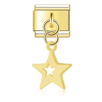 The Stars & Moon Pendant Dangle Charm in Silver & Gold