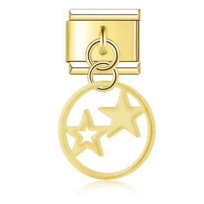 The Stars & Moon Pendant Dangle Charm in Silver & Gold