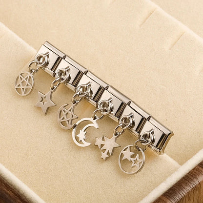 The Stars & Moon Pendant Dangle Charm in Silver & Gold