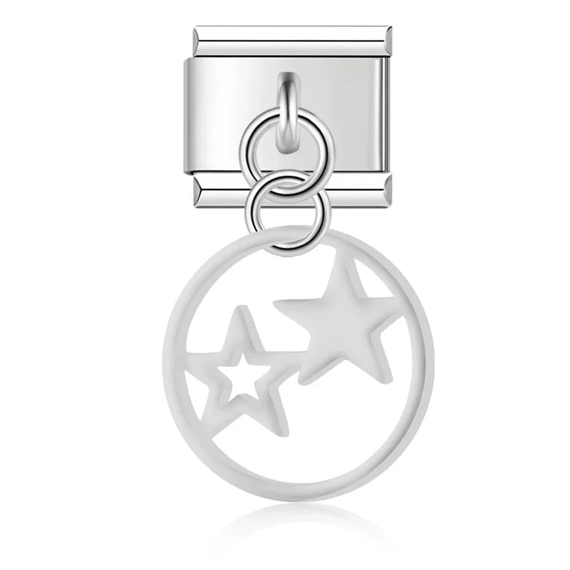 Stars and Moon pendant charms silver gold