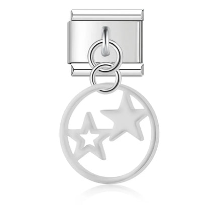 The Stars & Moon Pendant Dangle Charm in Silver & Gold