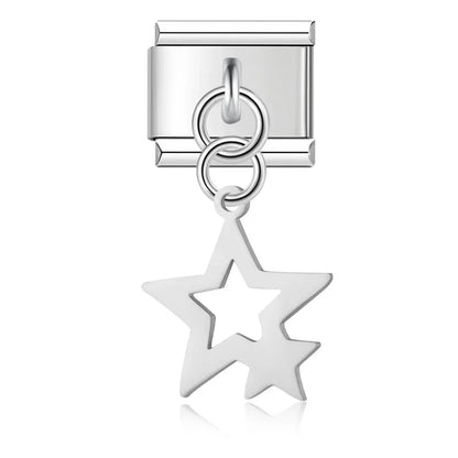 The Star, Moon & Flower Dangle Charm in Silver & Gold