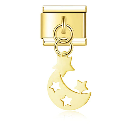 The Star, Moon & Flower Dangle Charm in Silver & Gold